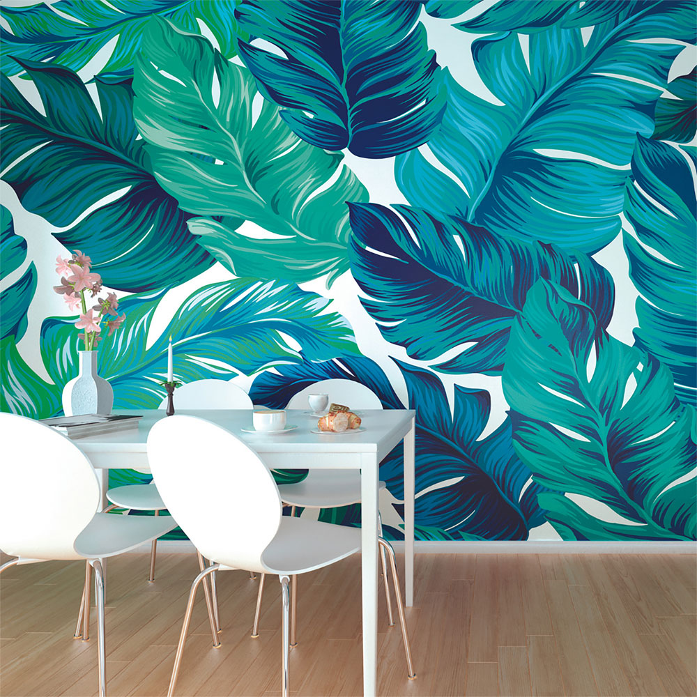 Origin Murals Bold Tropical Leaves Green Wall Mural Image 1
