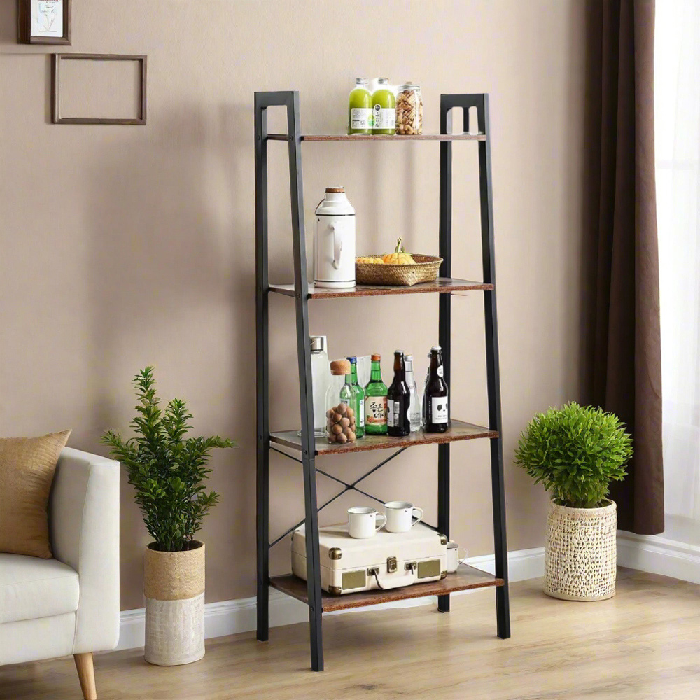 Modcraft 4 Shelf Industrial Ladder Bookshelf Image 3