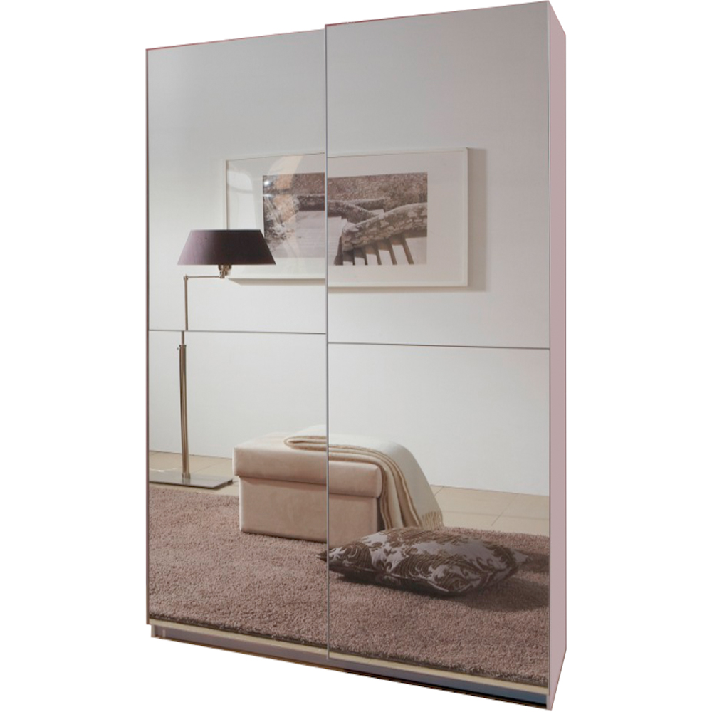 TJ'S Quba 2-Section White Mirrored Sliding Wardrobe Image 2