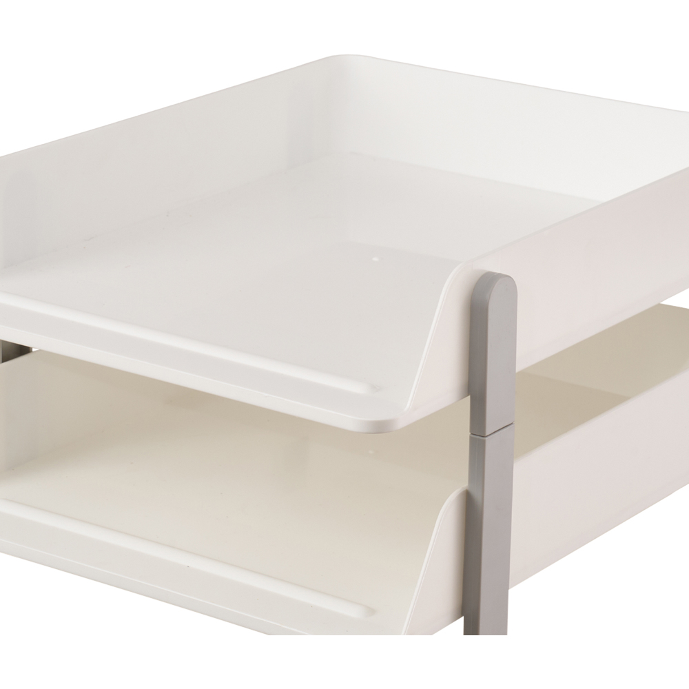 Living and Home 2-Tier White and Grey Tabletop File Organiser Rack Image 4