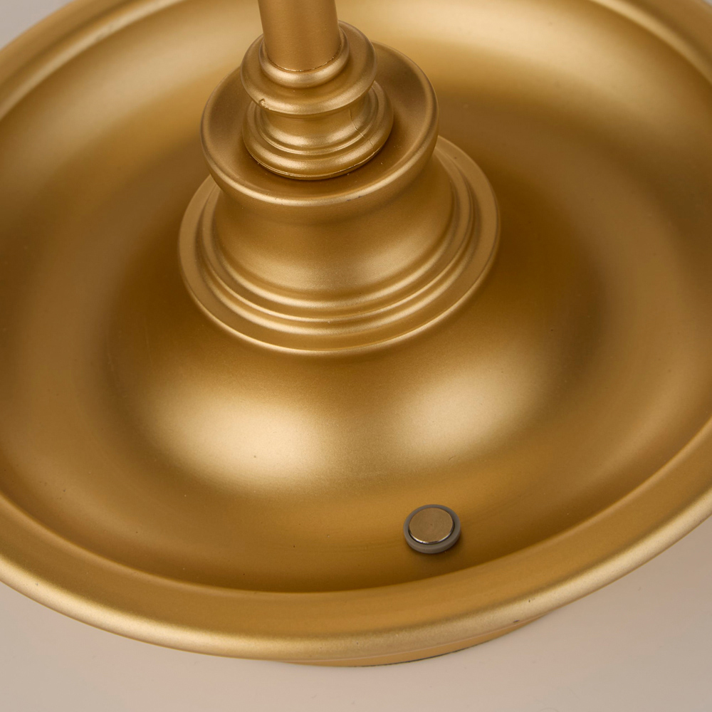 Lighting Collection Pleated Fabric Shade Gold Rechargeable LED Table Lamp Image 4
