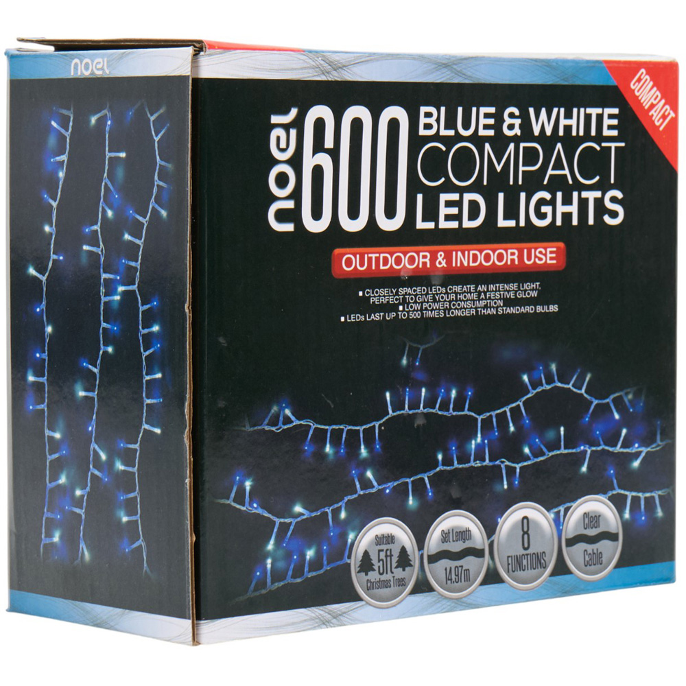 noel 600 Blue and White LED Compact String Lights Image 2