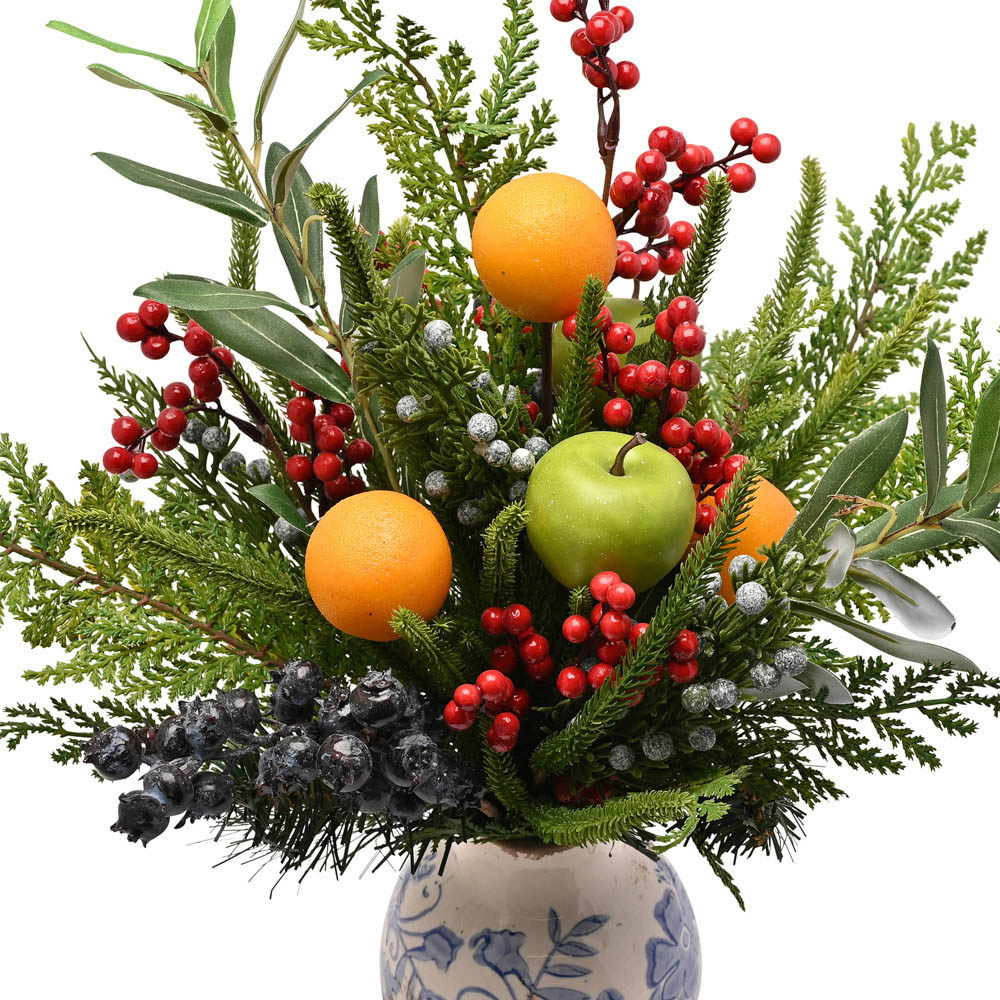 The Seasonal Gift Co Vase with Faux Oranges and Berries Christmas Foliage 44cm Image 3