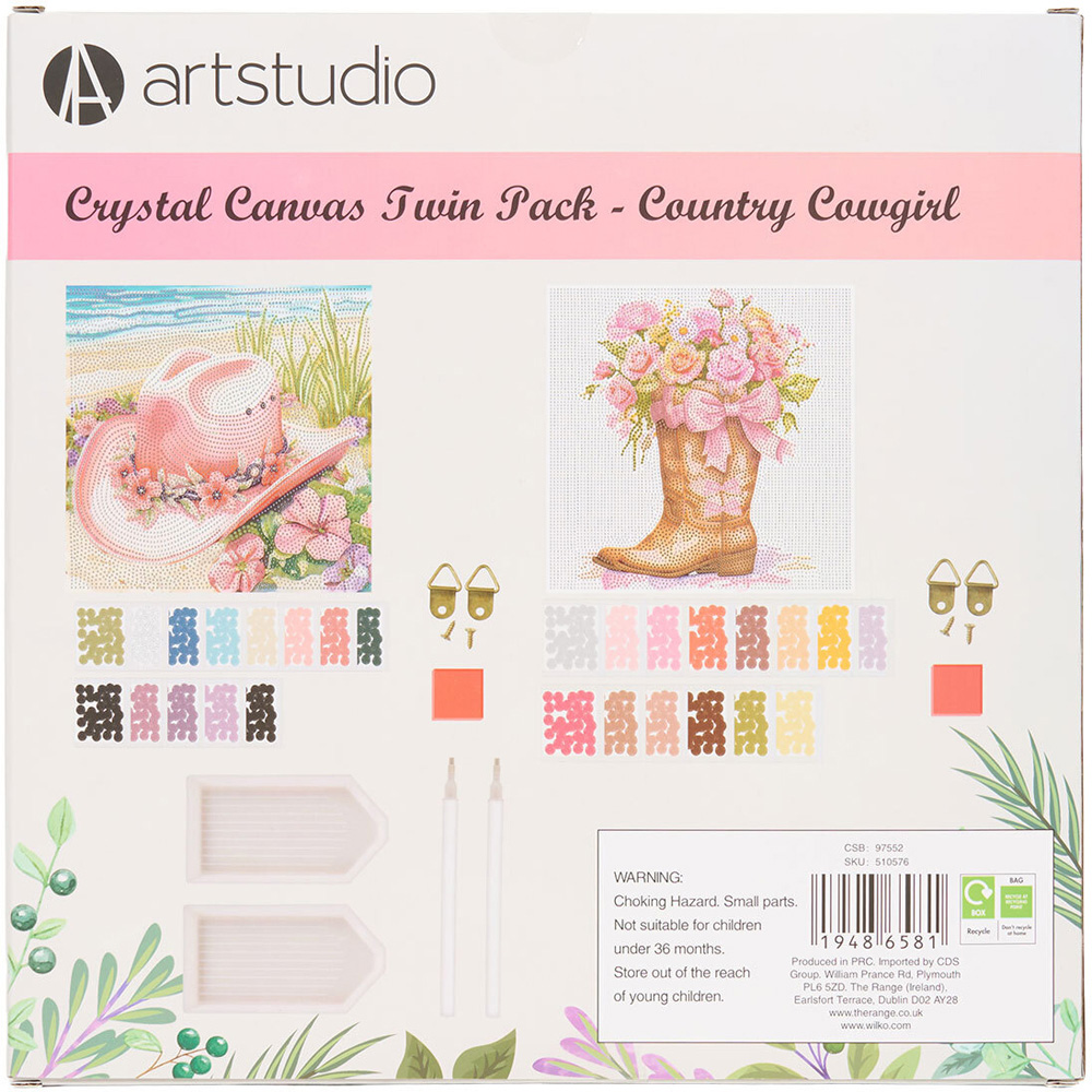 Pack of 2 Country Cowgirl Crystal Canvases Image 3