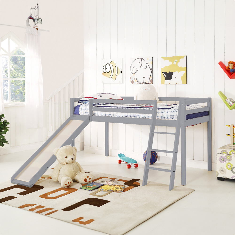 Home Detail Newark Single Grey Wooden Mid Sleeper with Slide Image 3
