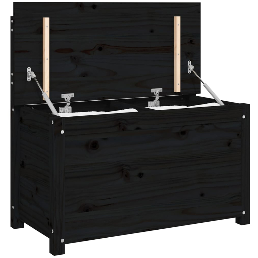 vidaXL Black Solid Wood Pine Storage Bench 80 x 41 x 77cm Image 5