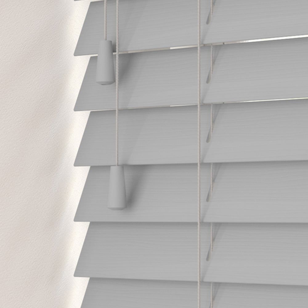 Caecus Faux Wood String Venetian Blind Light Grey 210 x 200cm Image 1
