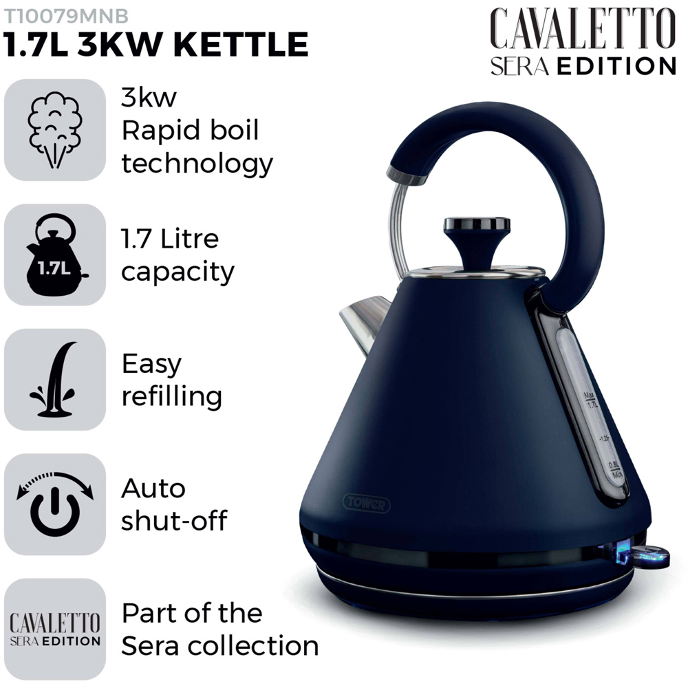Tower Sera T10079MNB Midnight Blue 1.7L Pyramid Kettle Image 3