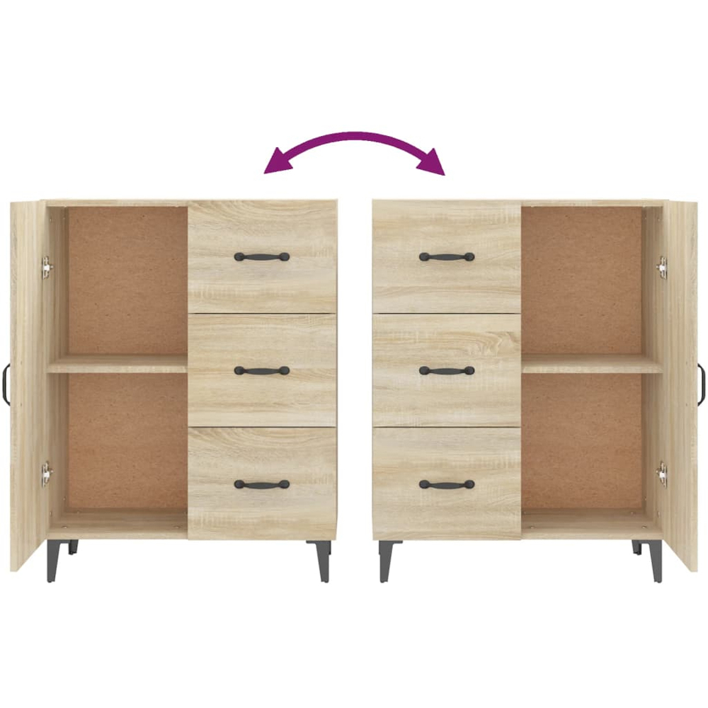 vidaXL Single Door 3 Drawer Sonoma Oak Sideboard Image 8