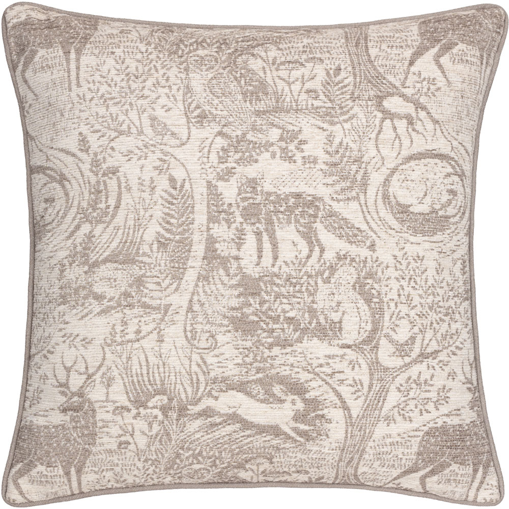 Furn Christmas Taupe Winter Woods Jacquard Chenille Cushion 50 x 50cm Image 1