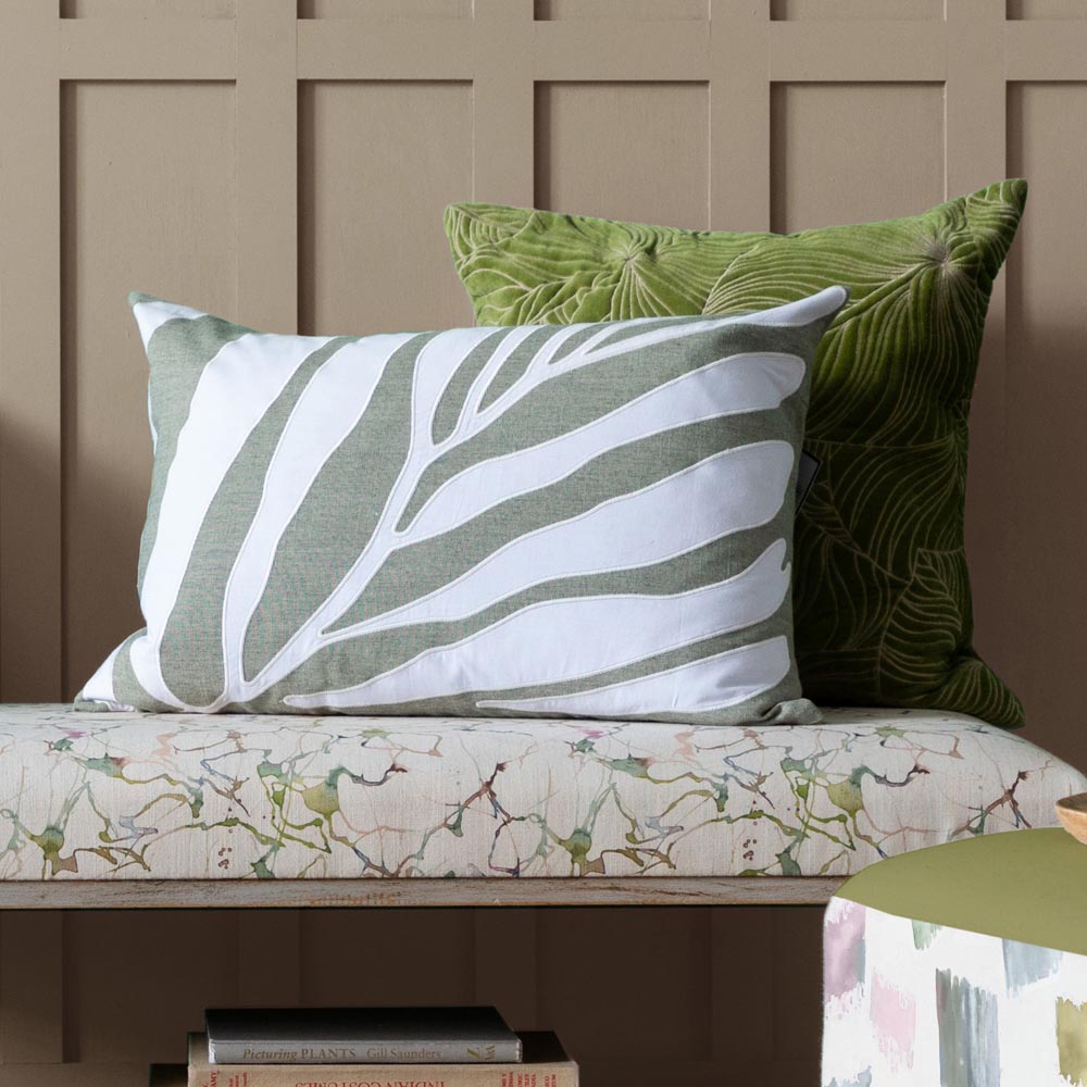 Voyage Maison Bamboo Limestone Embroidered Feather Rich Cushion 40 x 60cm Image 2
