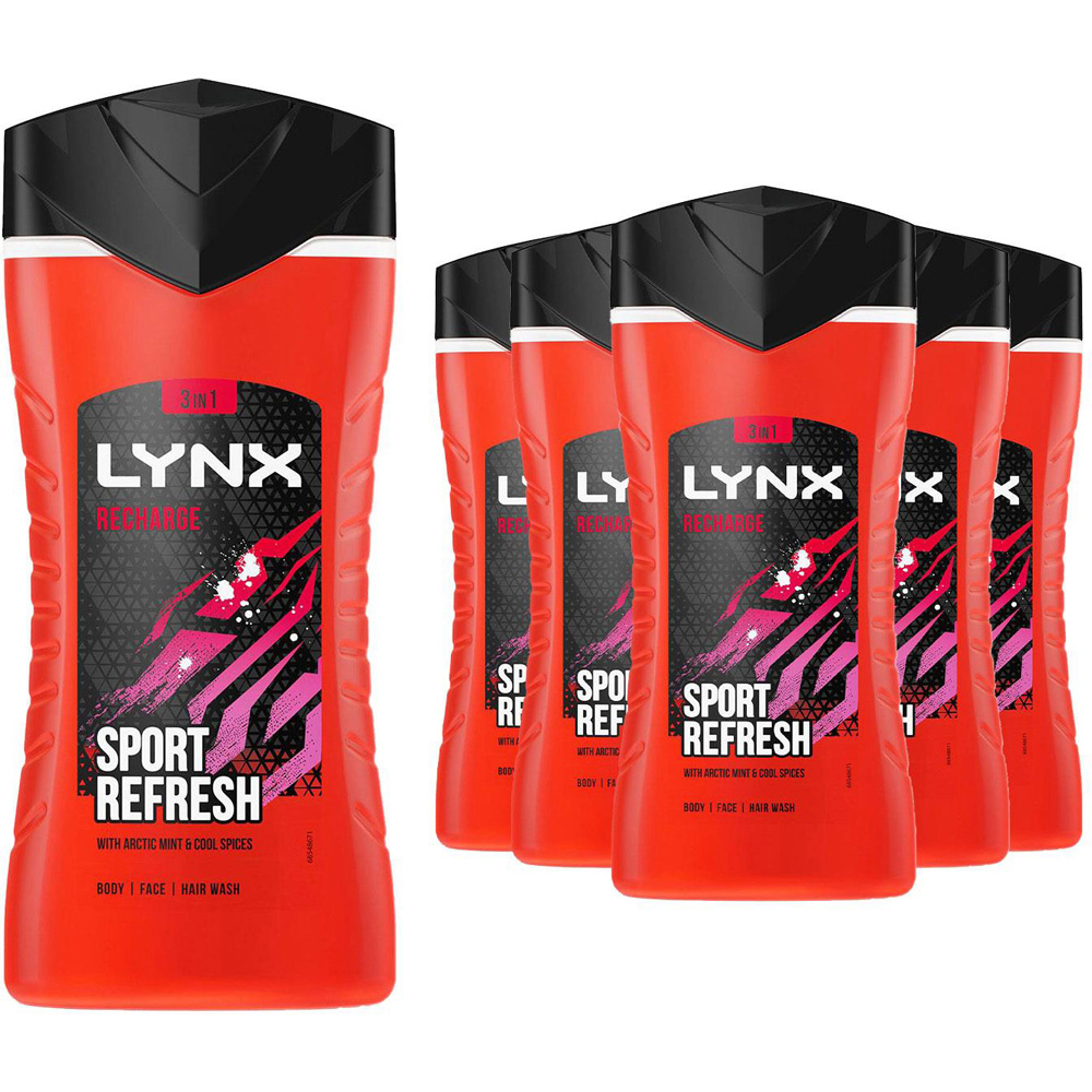 Lynx Recharge Arctic Mint and Cool Spices Shower Gel 225ml 6 Pack Image 1