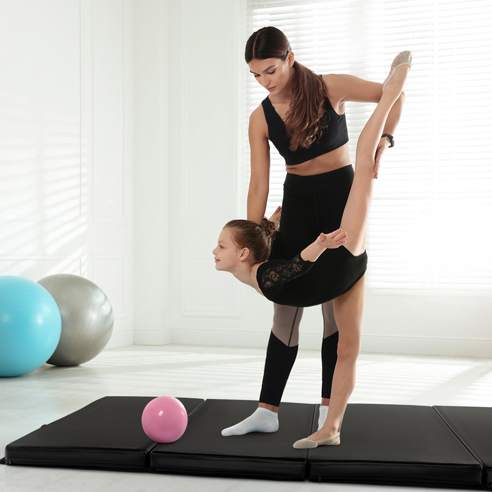 Costway Black Folding Gymnastics Mat with Carry Handles Image 2