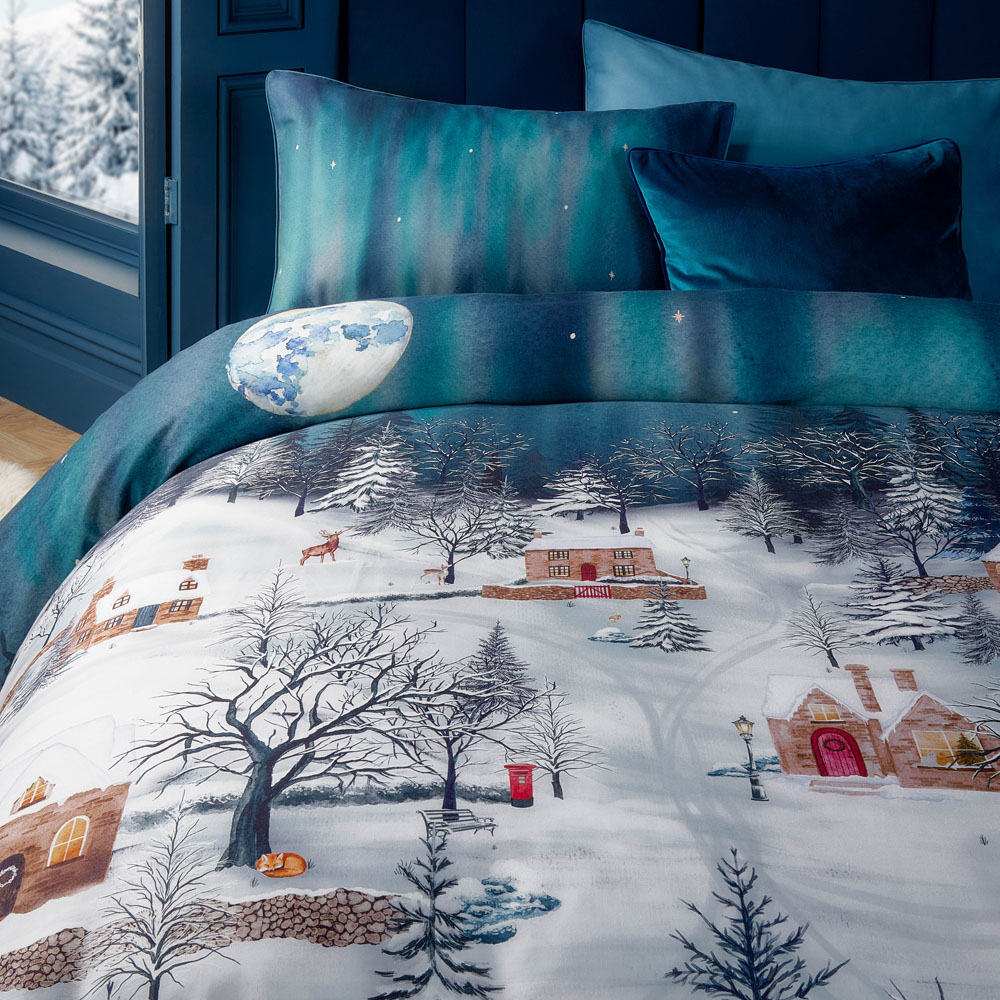 Paoletti Double Midnight Blue Starlight Cotton Duvet Cover Set Image 2