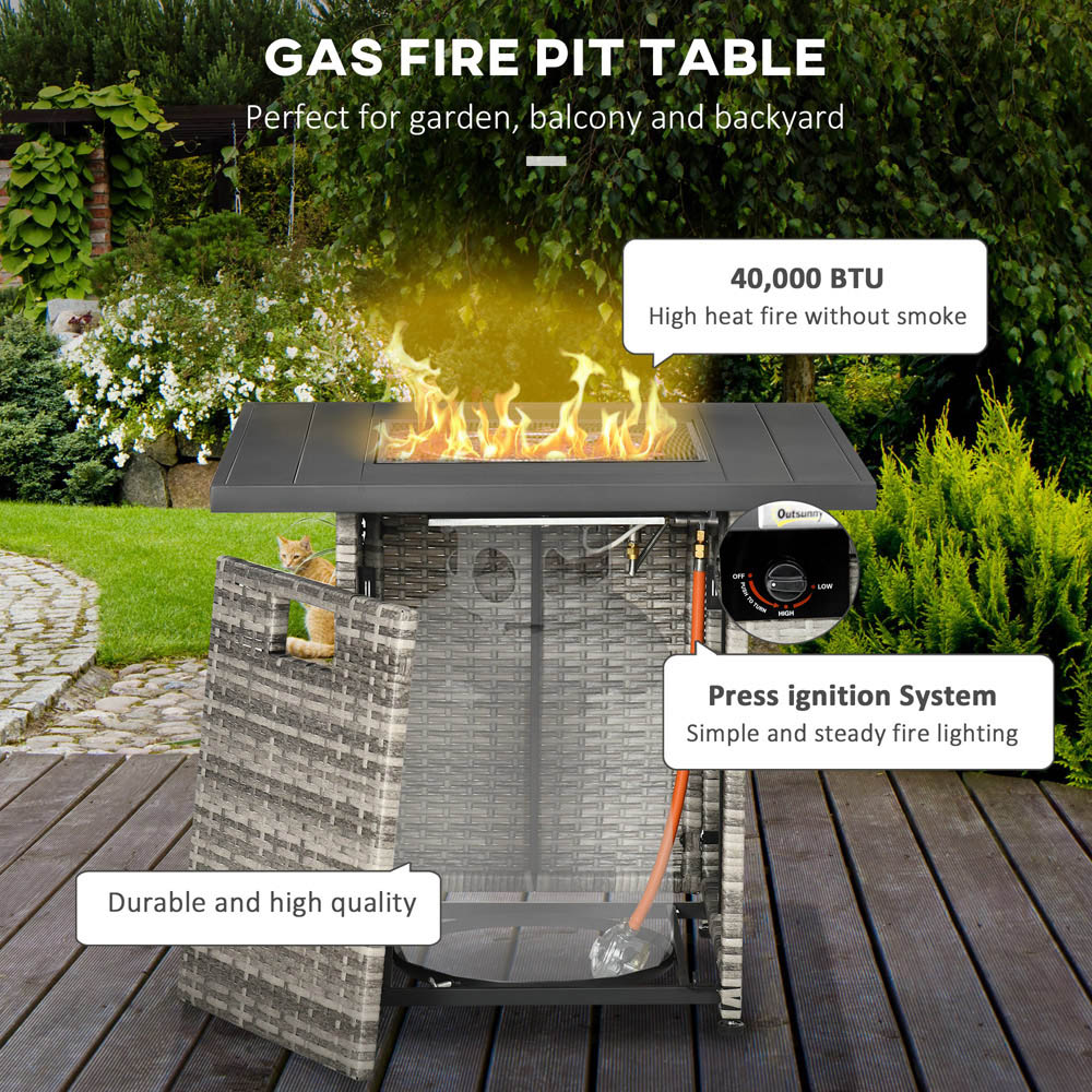 Outsunny Mixed Grey 40000 BTU Gas Fire Pit Table Image 4