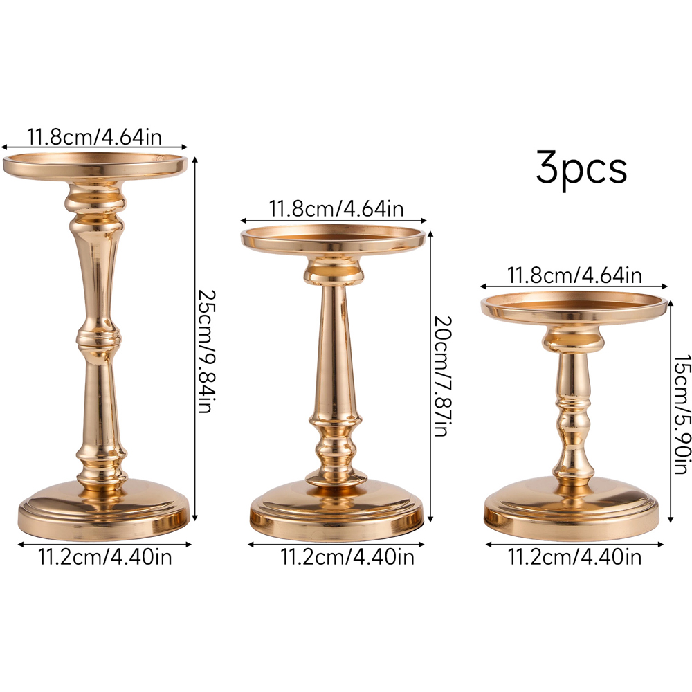 Living and Home Gold Metal Tiered Candle Holder Set of 3 Image 9