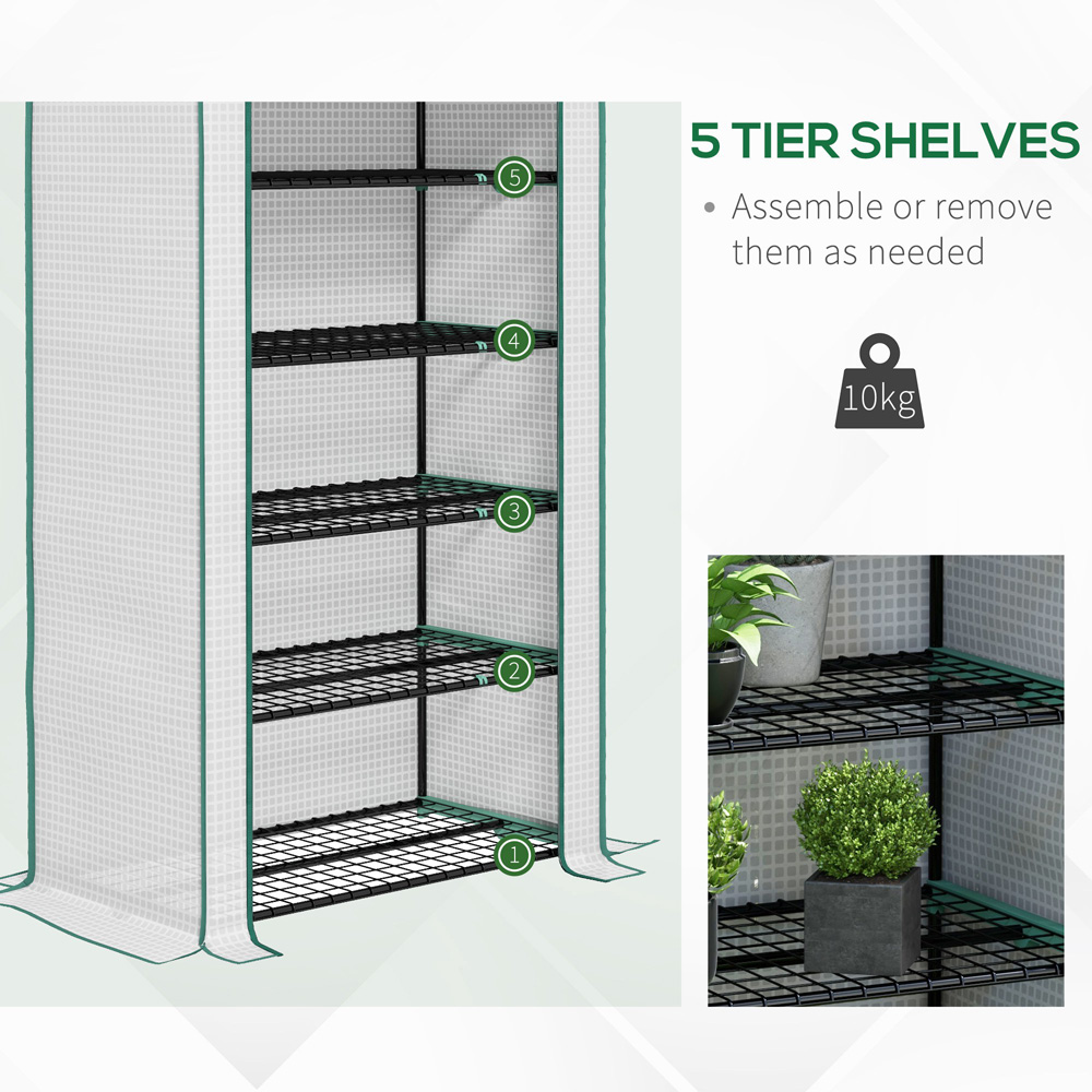 Outsunny White PE 3 x 1.6ft 5-Tier Widened Greenhouse Image 4