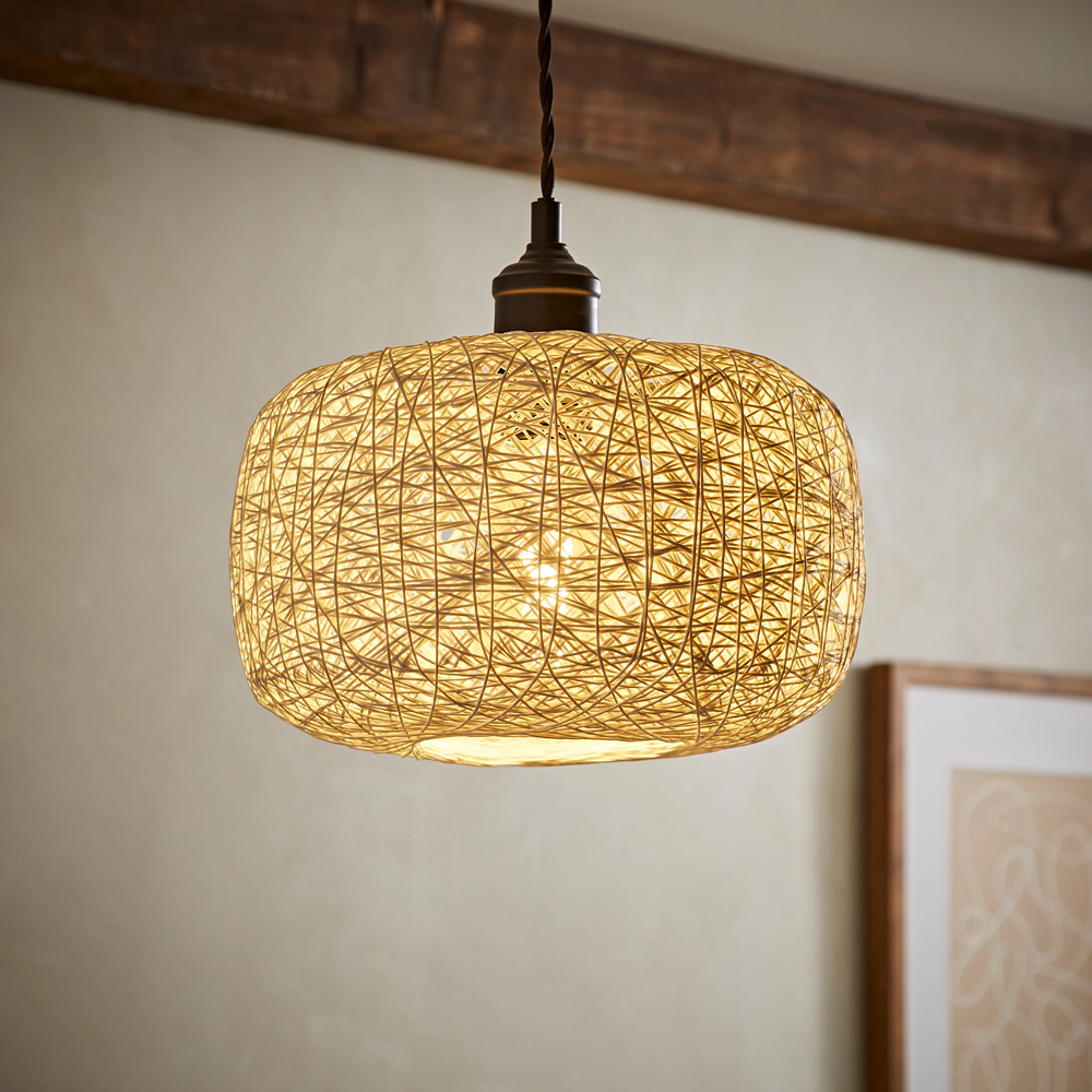 ValueLights Bjorn White Doughnut Twine Rattan Pendant Shade Image 6