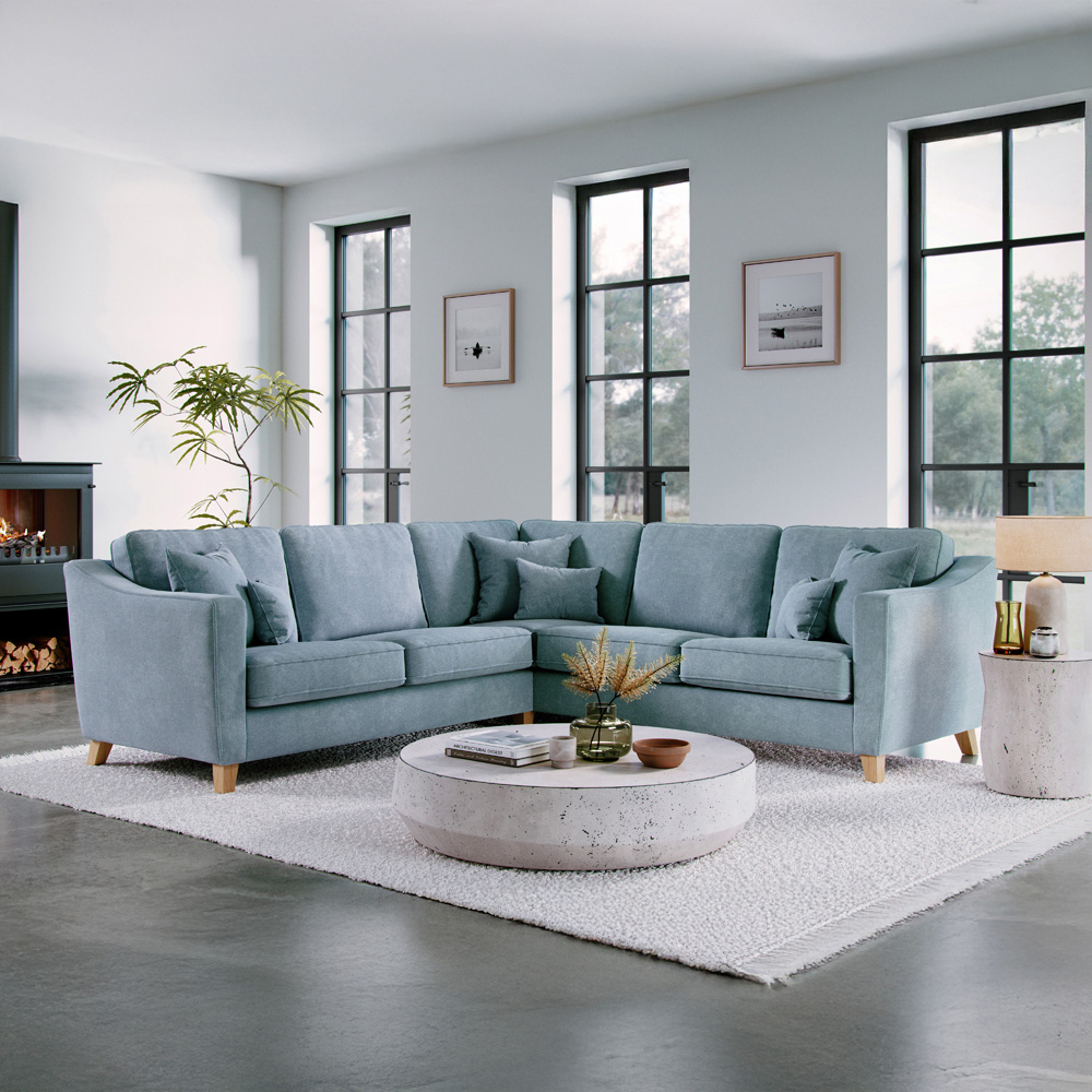Marlon 4 Seater City Fine Blue Corner Sofa Image 3