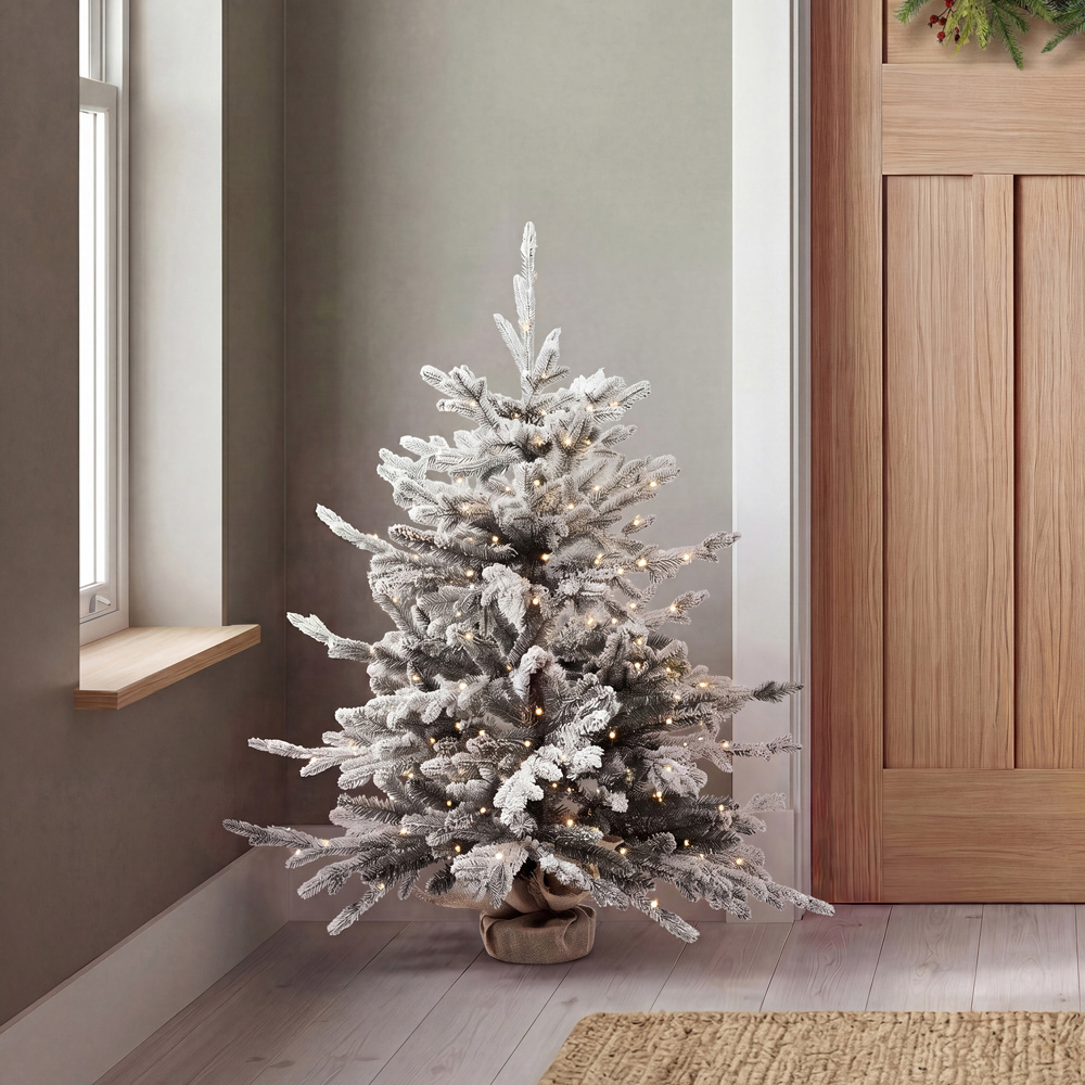 Charles Bentley Luxury Warm White LED Pre-Lit Faux Snowy Christmas Tree 3ft Image 2