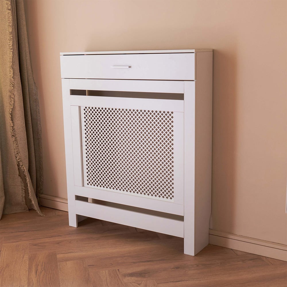 Portland Single Drawer White Radiator Cover Small Image 7