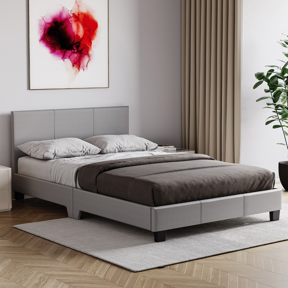 Vida Designs Lisbon Small Double Grey Faux Leather Bed Frame Image 5