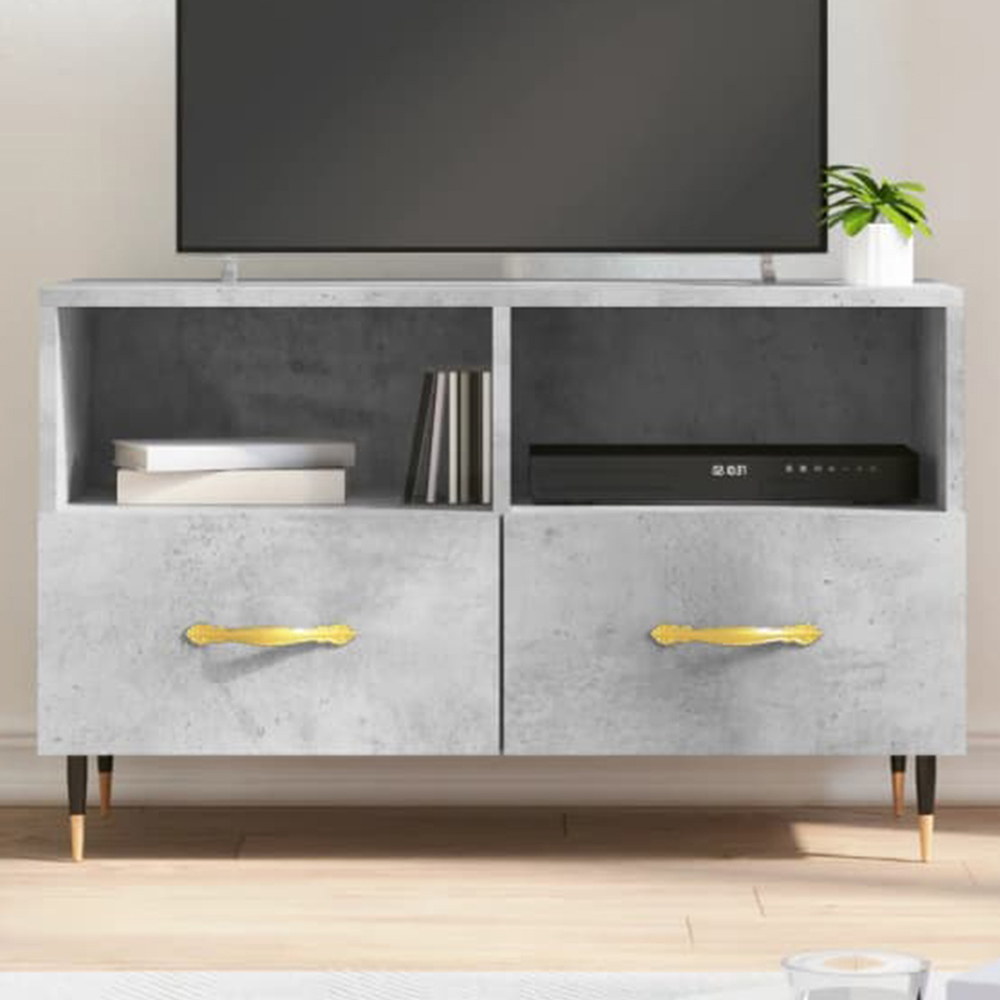 vidaXL 2 Door 2 Shelf Concrete Grey TV Cabinet Image 1