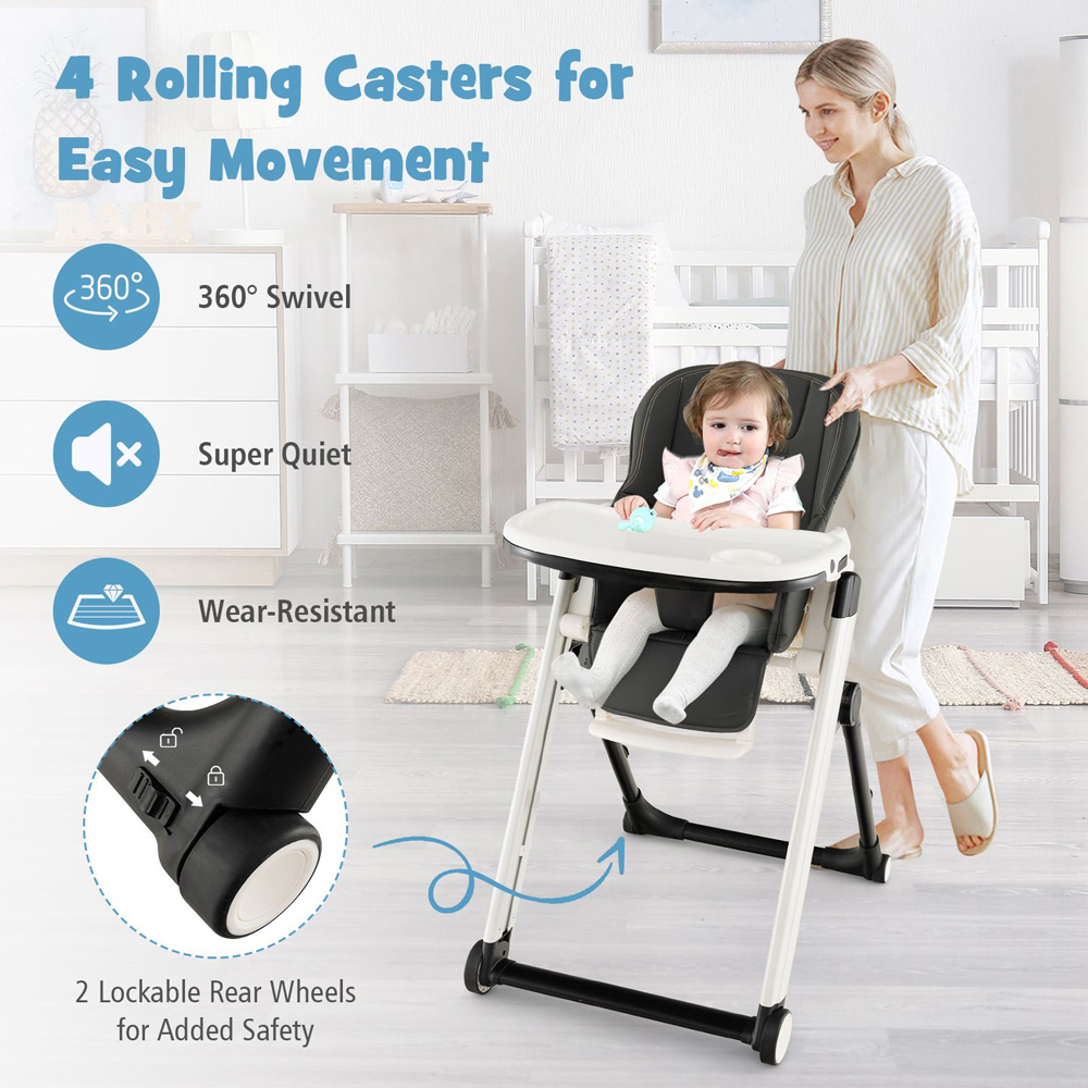 Costway Grey Multifunctional Folding Baby Highchair Image 3