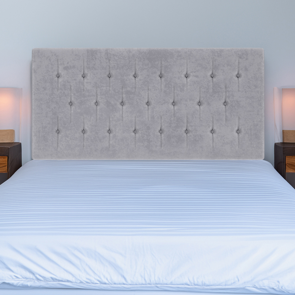 Bedmaster Small Double Seal Grey Naples Velvet Lona Buttoned Headboard Image 1