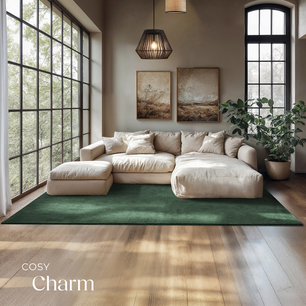 tectake Zonelle Green Short Pile Ultra Soft Rug 230 x 160cm Image 3