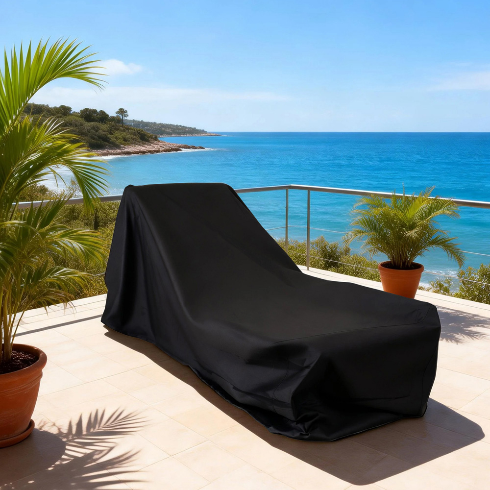 Direct Wicker Black Heavy Duty Sun Lounger Cover 76 x 218 x 86cm Image 2