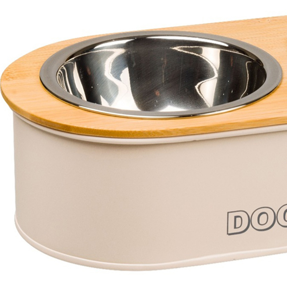 House of Paws Raised Cream Dual Bowl Dog Feeder Image 2