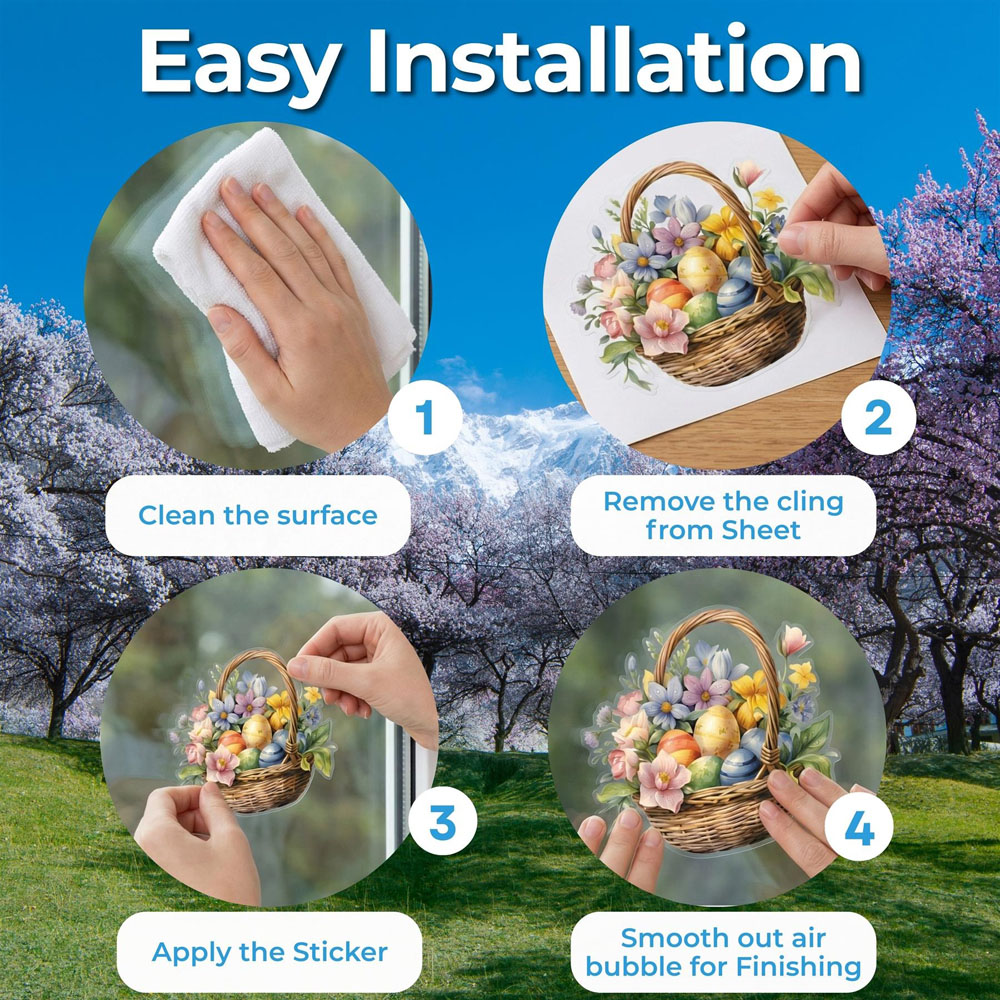 Walplus Easter Bunny Garden Window Cling Sticker Set 72 Piece Image 5