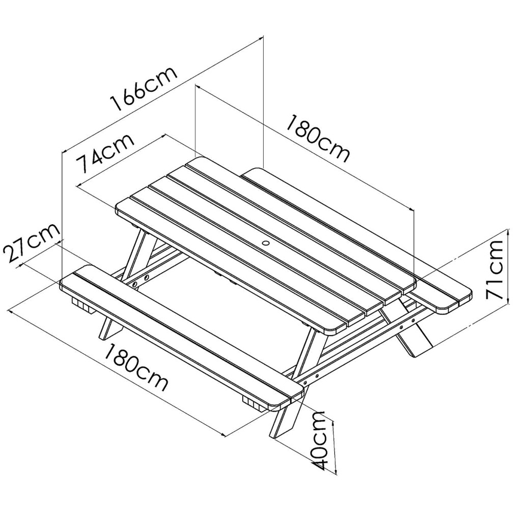 Cerland Matisse Wooden Picnic Table 6ft Image 5