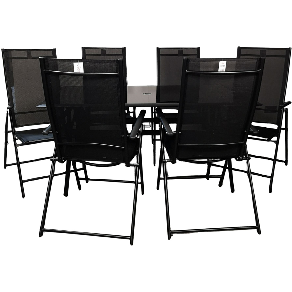 Samuel Alexander 6 Seater Rectangular Outdoor Recliner Dining Set Black Image 2