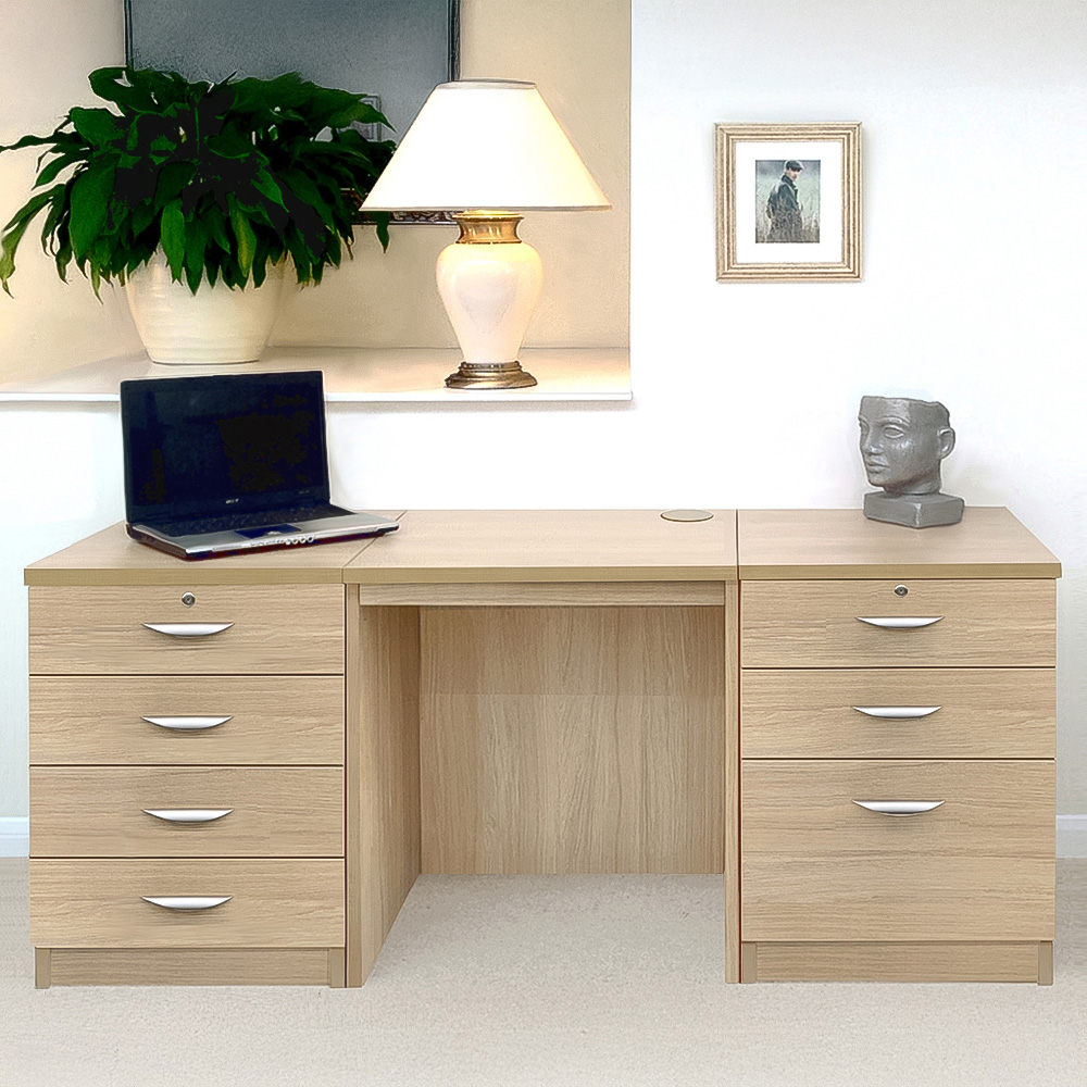 R White Cabinets 7 Drawer Brown Set-09 Desk Image 1