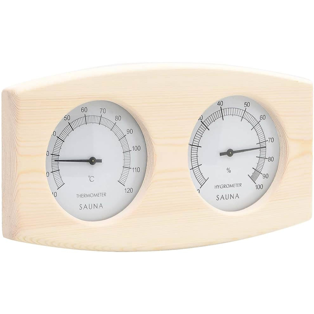 Walplus 2-in-1 Solid Pine Wood Sauna Hygrothermograph and Sand Timer Set Image 2