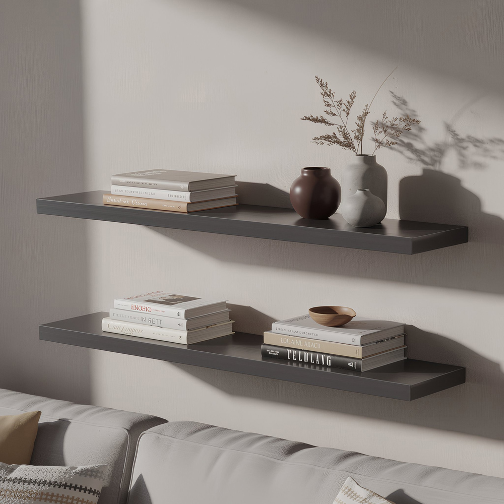 Harbour Housewares 100cm 6 Pack Grey Floating Shelf Image 3
