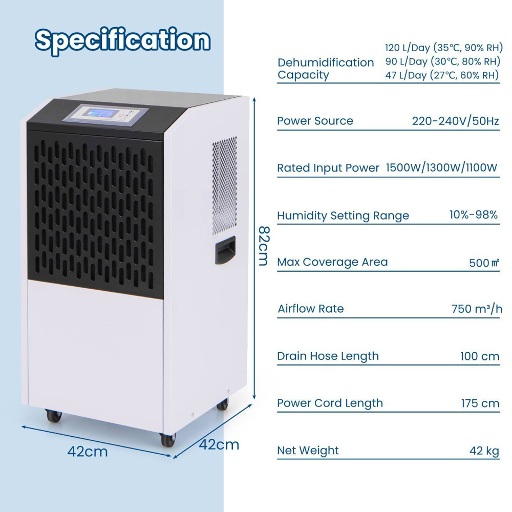 Costway White Dehumidifier 120L Image 3