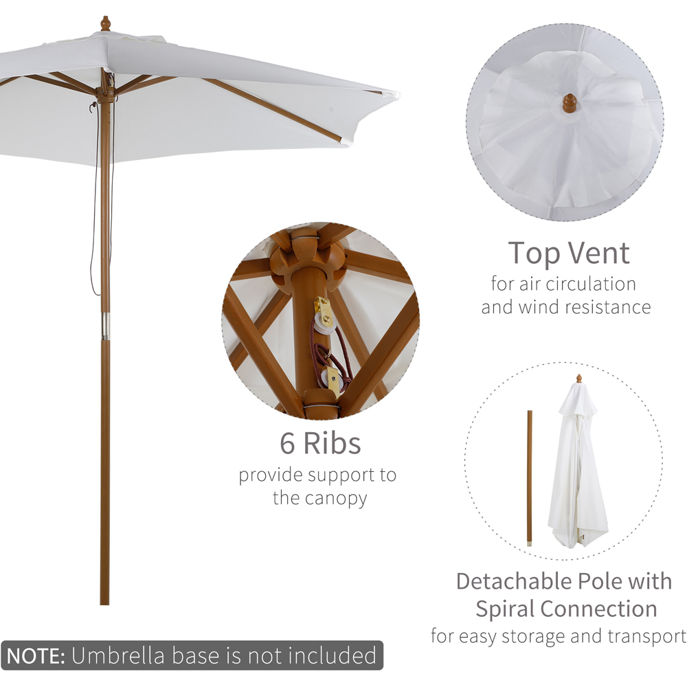 Outsunny White Vented Parasol 2.5m Image 4