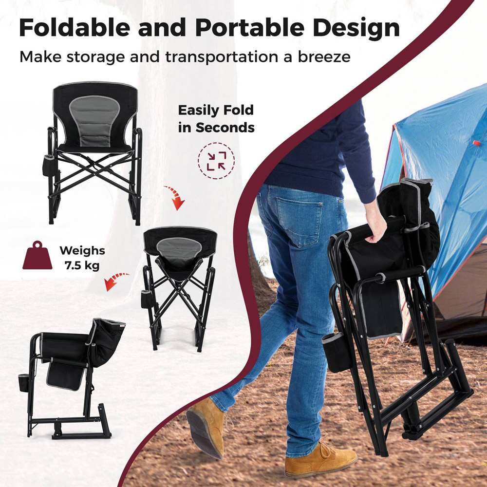 Costway Black Foldable Rocking Chair Image 5