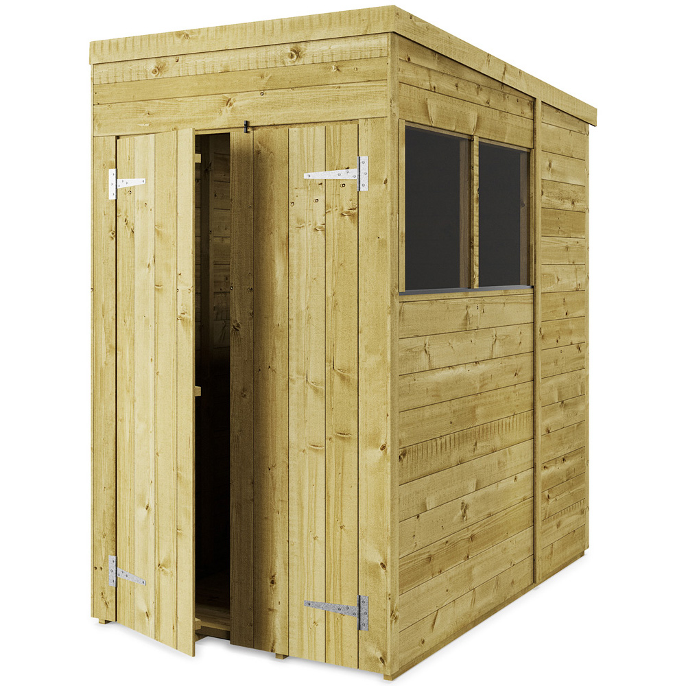 StoreMore 4 x 6ft Double Door Tongue and Groove Pent Shed with Window Image 1