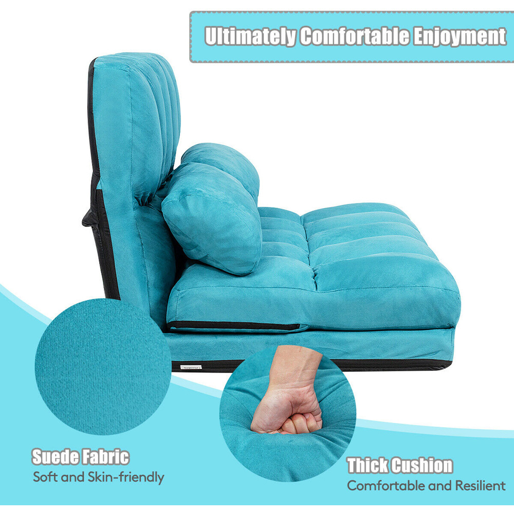 Costway Navy 2 in 1 Folding Floor Sofa Bed with 2 Pillows Image 8