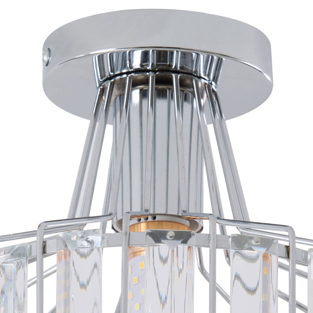 Living and Home E27 Screw Chrome Crystal Ceiling Light Image 4