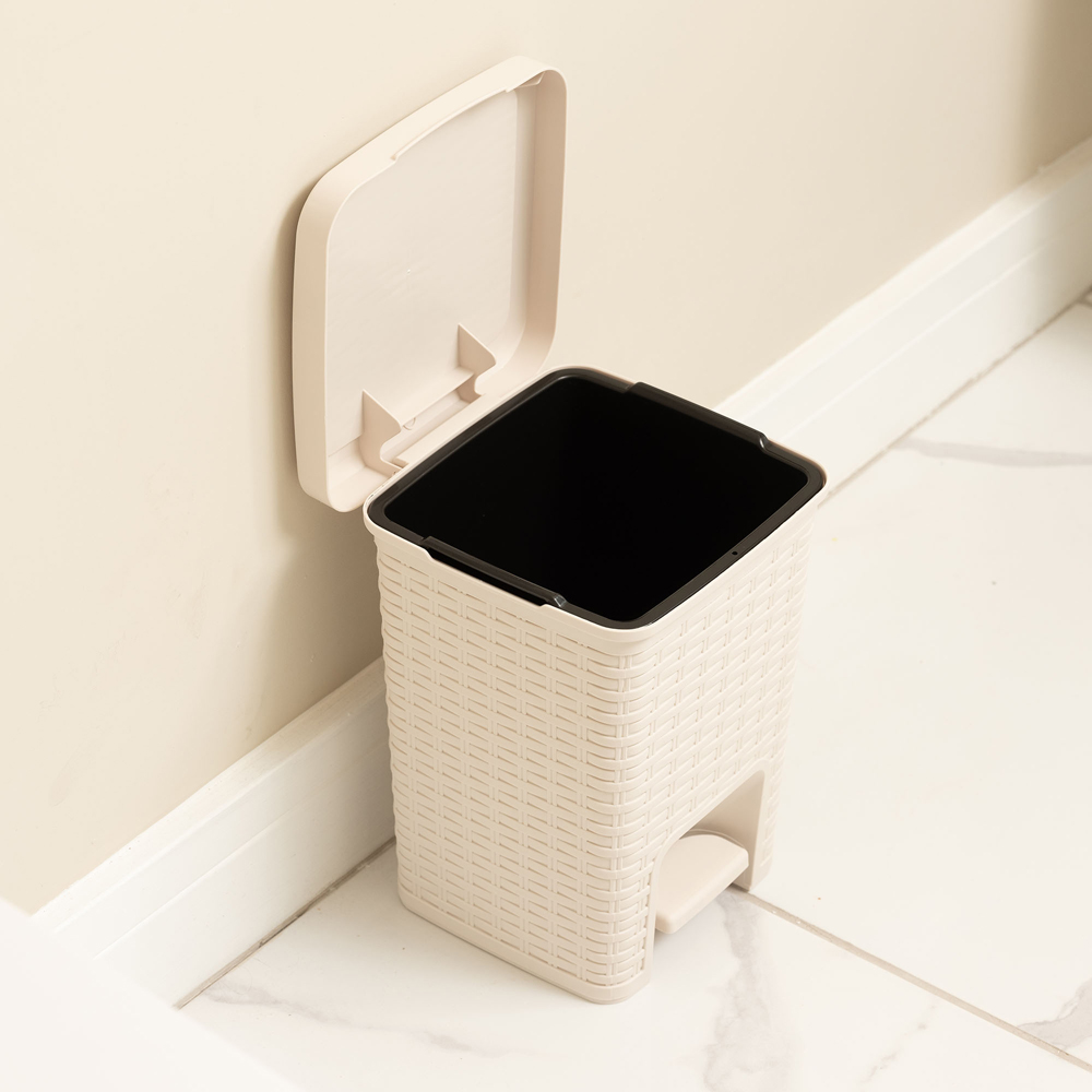 Addis Beige Rattan Bath Pedal Bin Image 4