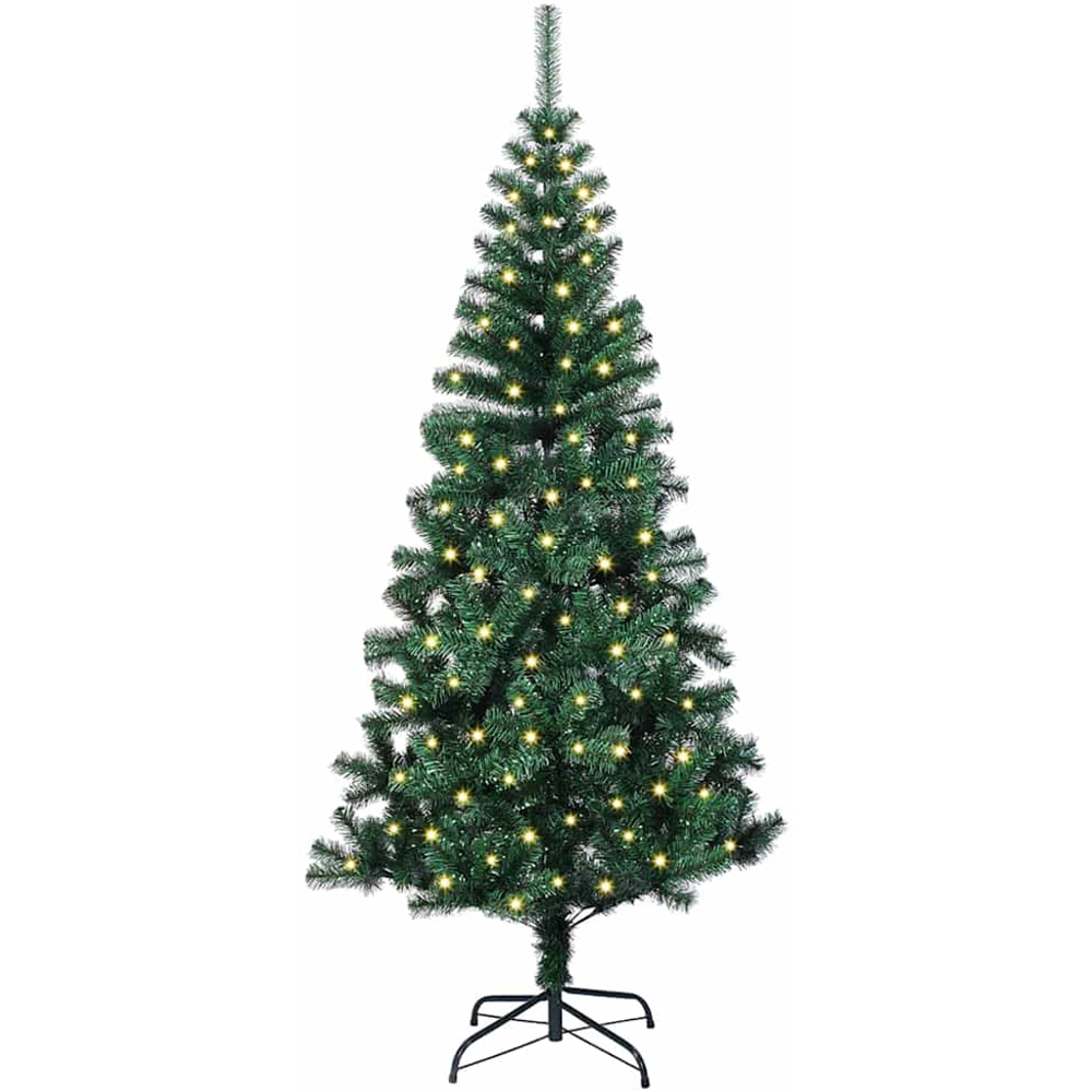 vidaXL Pre-Lit Green Artificial Christmas Tree 5ft Image 1