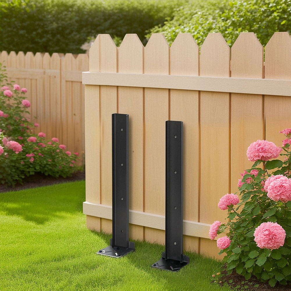 Traderight Black Heavy Duty Metal Fence Post Ground Spike 2 Pack Image 2