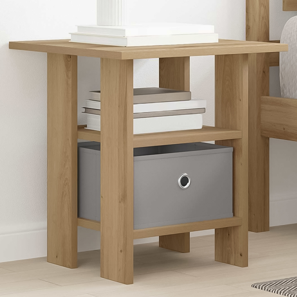 vidaXL Single Drawer Single Shelf Artisan Oak Wooden Bedside Table Image 1