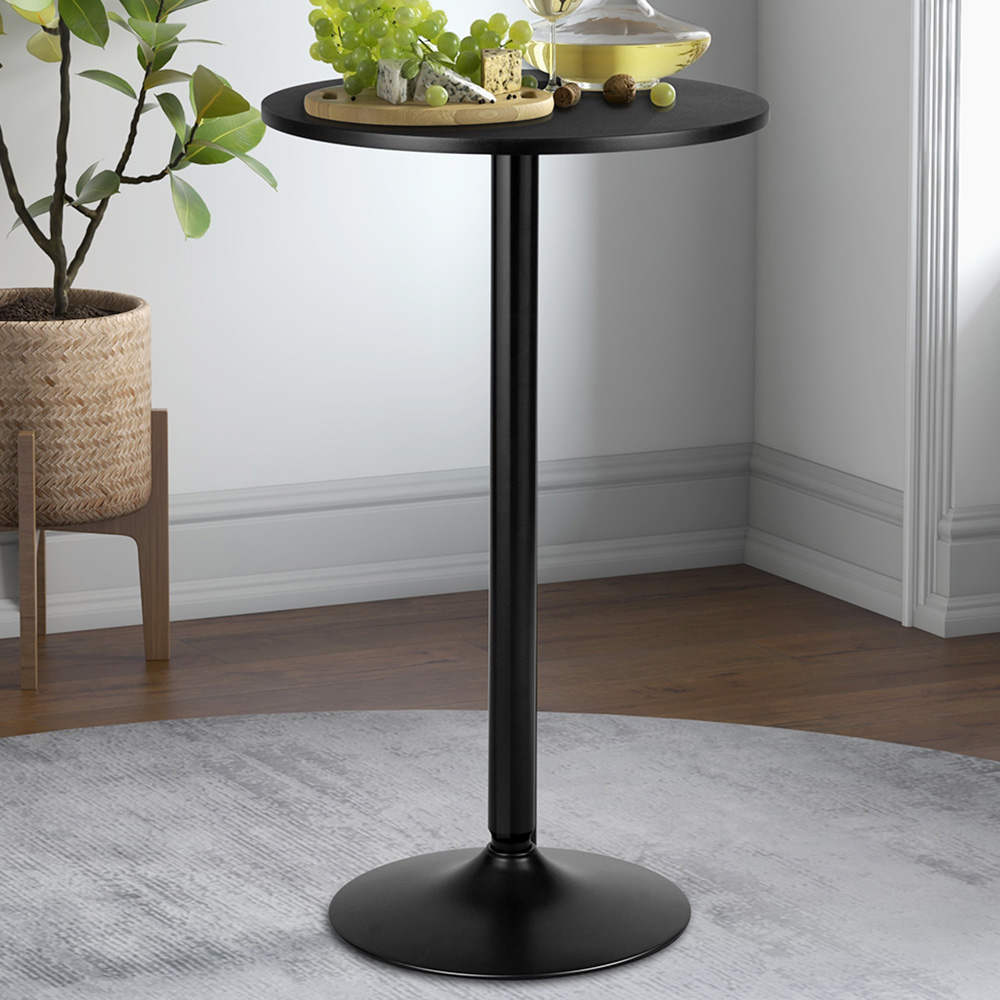 Costway Black Round Top Modern Bar Table Image 1