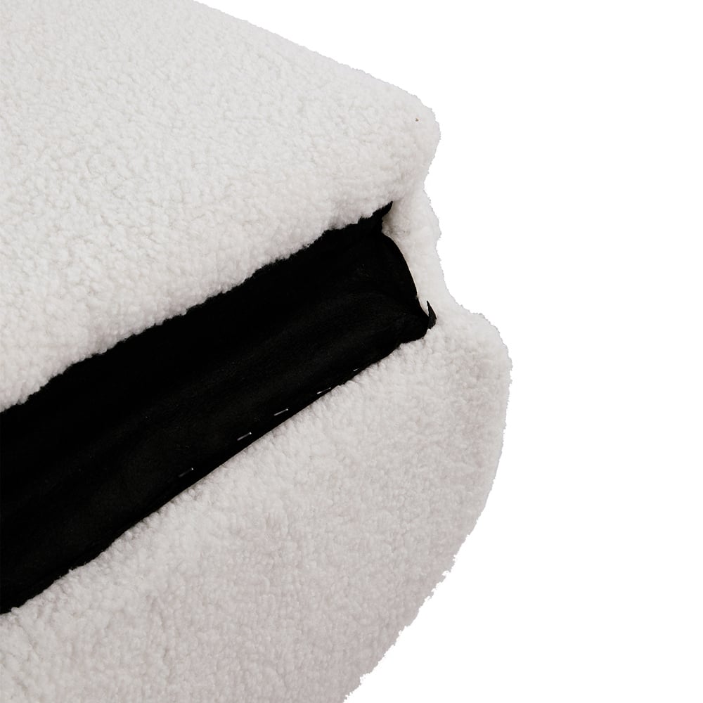 Living and Home White Teddy Fleece Minimal Chair with Footstool Image 5